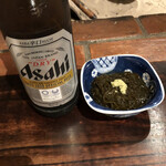 Tokubee Ekimaeten - まず、お通しのもずく酢で結構お腹いっぱいになります。