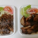 小六茶屋 - 左がケバブ丼(700円)、右がチャーシュー丼(600円)