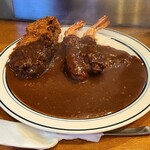 カレーの南海 - エビフライカレー+メンチカツトッピング　1280円