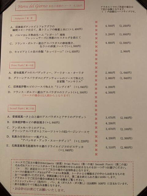 メニュー写真 Osteria Liu オステリア リュウ 池下 イタリアン 食べログ