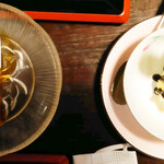 たなぽん食堂 - カボチャプリンとアイスクリーム(各100円)