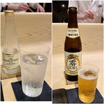 Ginza Ibuki - 右：ノンアルコールビール　左：山崎炭酸水
