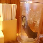 つけ麺屋 やすべえ - 墨が入った無臭のお冷