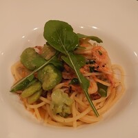 藤右ェ門 栄 - 駿河湾産桜海老のアーリオオーリオ スパゲッティーニ