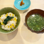 よし奈 - とうもろこしごはん。とうもろこしがシャキシャキでうまし(ෆ`꒳´ෆ)