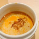 季節料理と地酒 裕 - お通し～海老出汁茶碗蒸し