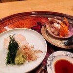 Kasumitei Matsubara - ⚫旬のお造り「真子鰈　とり貝」