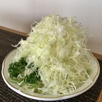 とんかつ 椿 - 一人前でこんなにうずたかいキャベツ