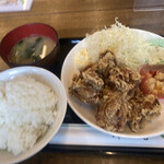 とり道楽 - 唐揚げ定食ご飯大盛り