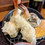 粉屋元 - 天ざるそば定食の天ぷら