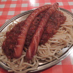 スパゲッティーのナポリ - ミートソース・ソーセージのせ