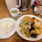 南海飯店 - かたい焼ソバ＋ライス