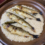 晴山荘 - 鮎ご飯