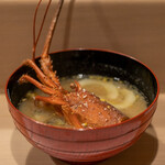 うを徳 - 2021.5 お味噌汁（伊勢海老、蓴菜、加賀太きゅうり）