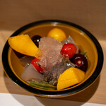 うを徳 - 2021.5 あんみつ（レイニアチェリー、アメリカンチェリー、佐藤錦、宮城マンゴー、寒天、蓴菜）