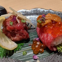 尾崎牛焼肉 銀座 ひむか - 生肉二種盛り合わせ