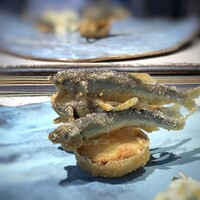 日本料理 TOBIUME - ＊鮎は骨まで柔らかく、絶品。下には新玉葱のフライ。