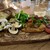 AURELIO - 料理写真:前菜盛合せ：馬肉とタンポポ、マッシュルームと空豆、ペペロナータ パプリカとアンチョビ