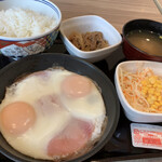 Yoshinoya - Wハムエッグ牛小鉢
