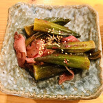 串焼き本舗 - オクラとザーサイの梅和え
