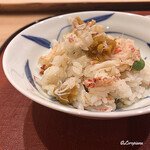 御料理 寺沢 - 毛蟹､碓井豆､生海胆の炊込みごはん