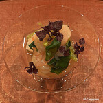 御料理 寺沢 - 甘海老昆布〆と花山葵の御浸し