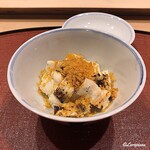 御料理 寺沢 - 穴子の飯蒸し唐墨掛け