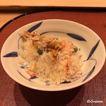 御料理 寺沢 - 毛蟹､碓井豆､生海胆の炊込みごはん