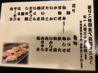 h Sushi No Chouzaburou - 握り2時間食べ放題メニュー