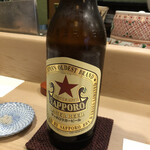 うを徳 - 瓶ビール　キラリ輝くサッポロ赤星