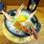 Mangetsu - 盛り合わせおじや（￥1300）。海老・カニ・ホタテ・いくら・青海苔が入った豪華版！