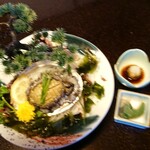 福松荘 - アワビのお刺身、きもつき♪絶品