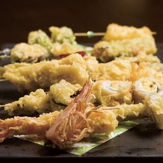 12種天婦羅串、黑毛和牛イチボ、牛奶天等名物一應俱全