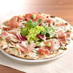 Prosciutto and Fresh Shiitake Mushroom Pizza with Wasabi Flavor