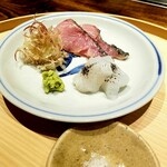 温石 - お造り　黒むつ 泥障烏賊