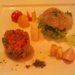 メインダイニング シーホース - 鳥羽産 真鯛のカルパッチョとめばち鮪のタタール風