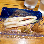 Tori Yaki Sakuemon - 葉しょうが（￥400）。練り味噌と金山寺を添えて、シンプルな辛味が口に広がる