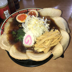 ますや本店 - 「伝」＋大盛焼豚
      トッピング　ネギ、メンマ、煮玉子