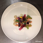 カーサ・デル・チーボ - 桜鱒の炙りとﾏﾘﾈ､ﾌｷﾉﾄｳのﾊﾞｰﾆｬｶｳﾀﾞｿｰｽ