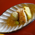 東京 芝 とうふ屋うかい - 里芋のホタテおかき揚げ