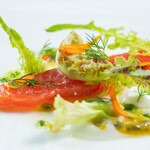 Musai An Ikeda - Shinshu Salmon by Mr. Sasaki, Passion Fruit by Mr. Yanagitsubo, Fresh Cheese from Shimizu Farm