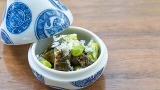 Musai An Ikeda - Sado Island Black Abalone and Fava Beans with Liver Sauce (Chef's Omakase Course)