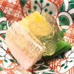 いでの上料理店 - 水茄子，キス，いんげんの酢のあえ