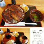 かも川 - 一色産ビッグサイズ(4P大から3Pサイズ,生体重量300g～333g使用),上うなぎ丼4,000円,かも川本店(愛知県岡崎市)食彩品館.jp撮影