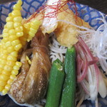 心蕎人さくら - 鶏天と夏野菜　揃い踏み