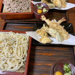 富士 - 今回の注文品
            天ざるうどん大盛りと天ざる蕎麦