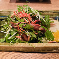 自家製粉石臼挽きうどん 青空blue 本店 - 蛍烏賊と水菜のサラダ