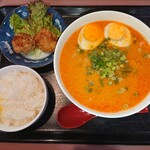 ひまわり - ラーメン定食(少し辛い) ￥750