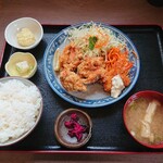 Doraibuin Enya - 唐揚げ&エビフライ定食 ￥850
