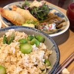 Shokudou Konto Shu - 季節のごちそう定食［玄米/アスパラご飯］